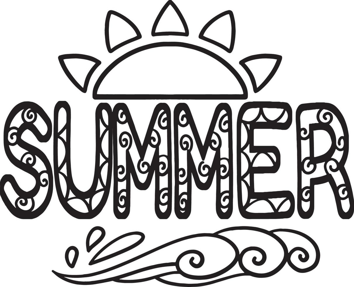 Summer Isolated Coloring Page for Kids vector