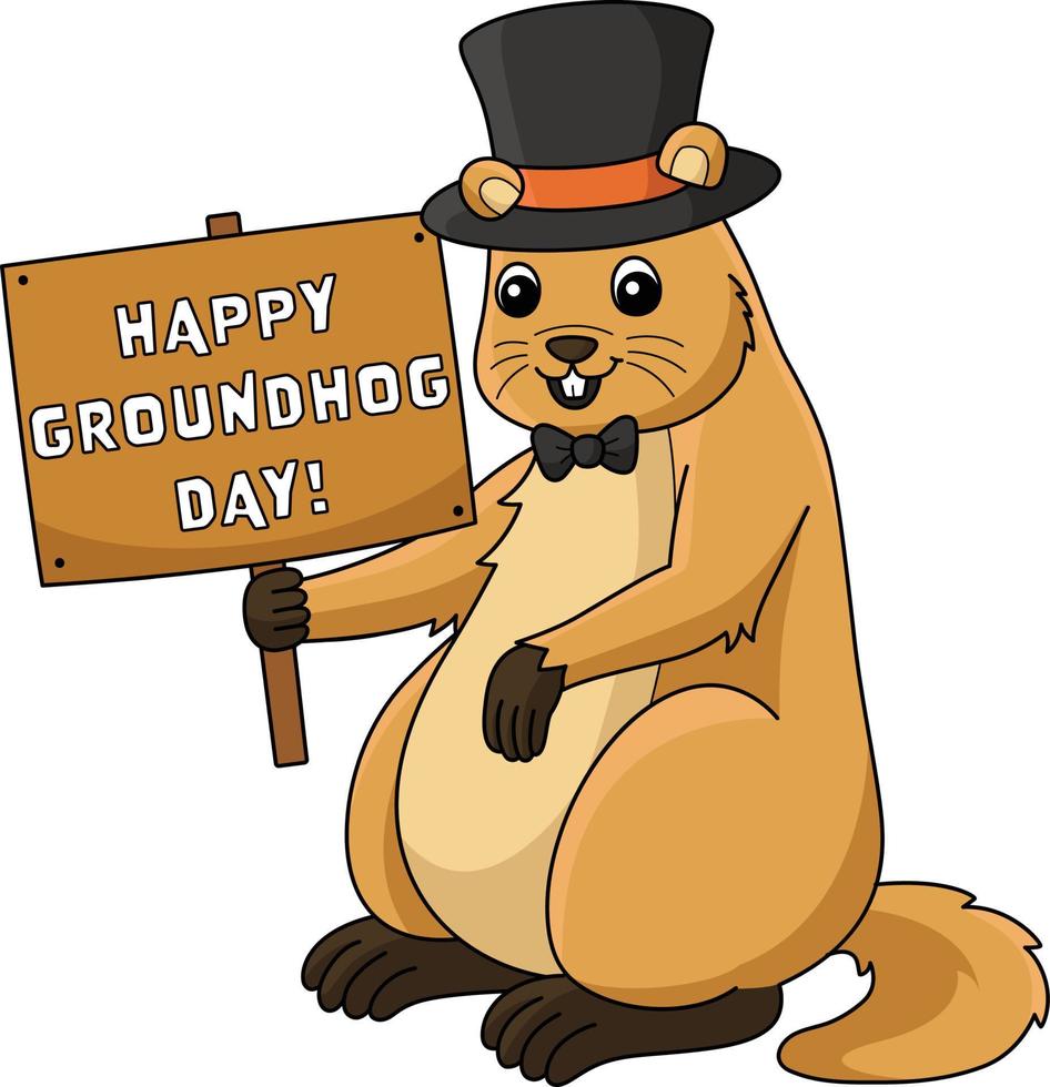 Groundhog with Hat Cartoon vector