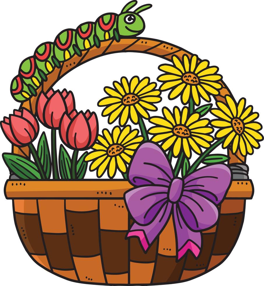 primavera oruga en un cesta flor clipart vector