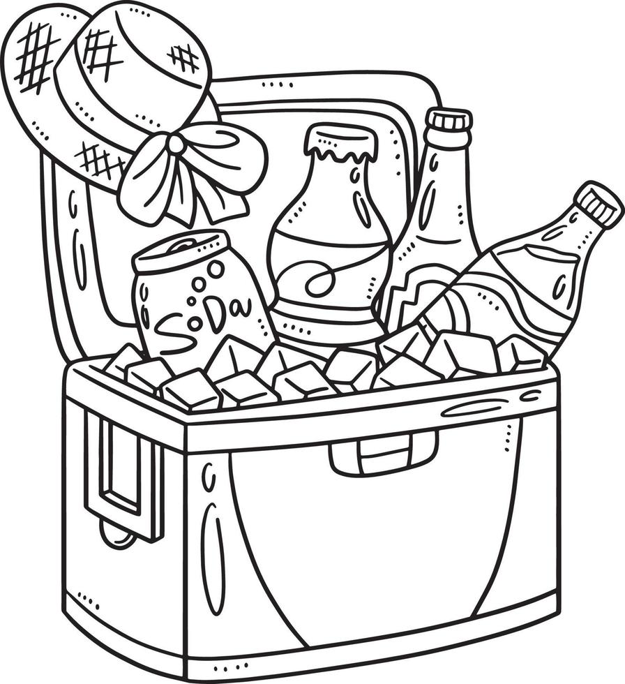 Beverages in Ice Cooler Isolated Coloring vector