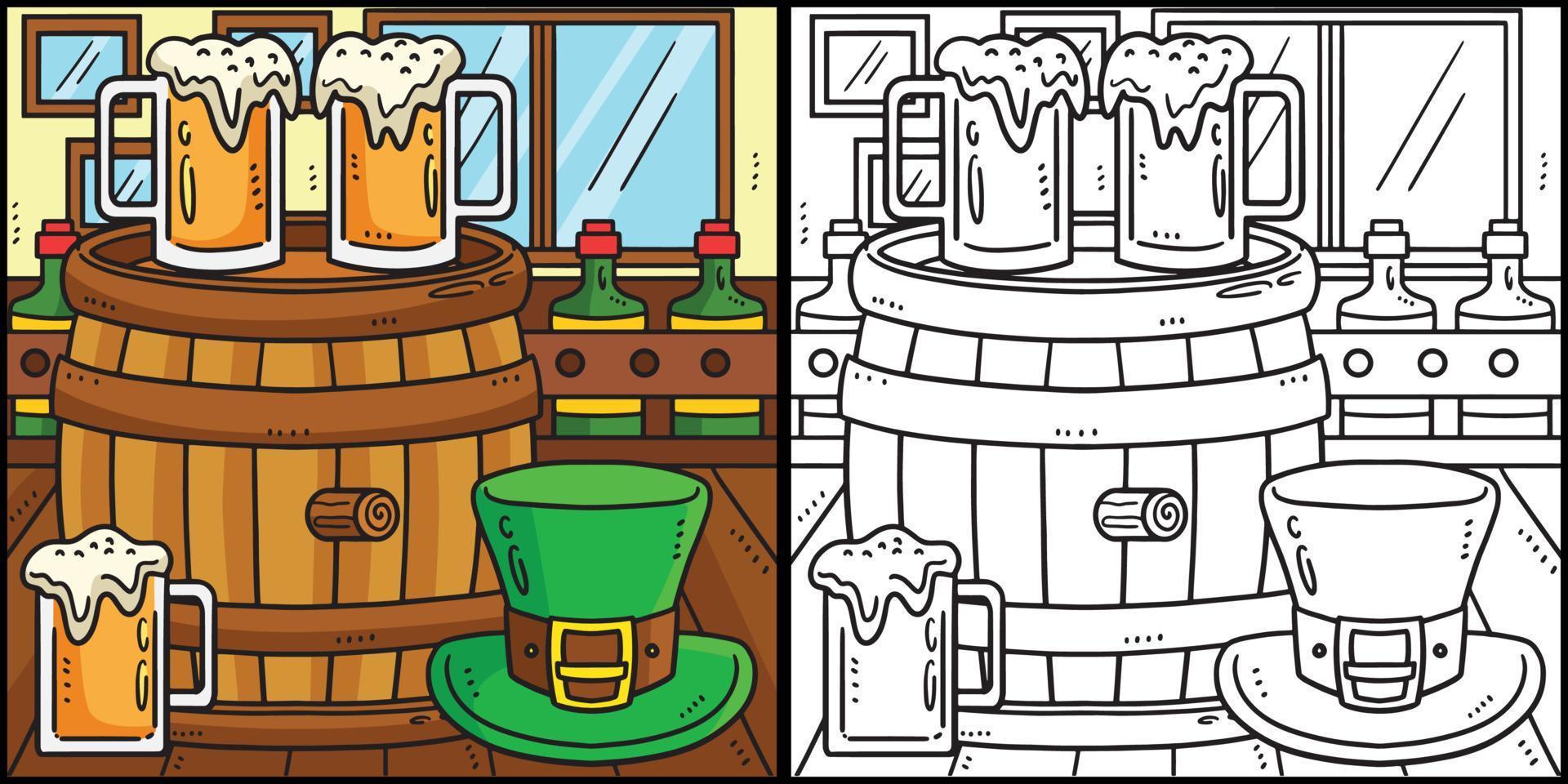 S t. patricks día cerveza barril colorante ilustración vector