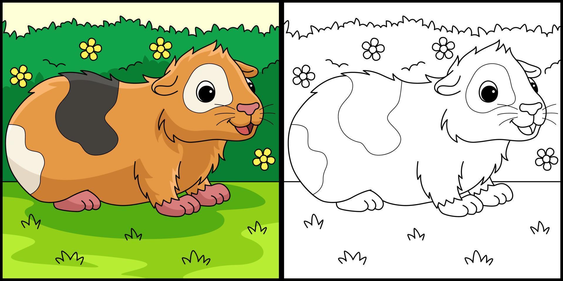 Guinea Pig Animal Coloring Page Illustration vector