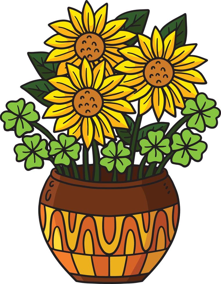 Saint Patricks Day Sun Flower Cartoon Clipart vector