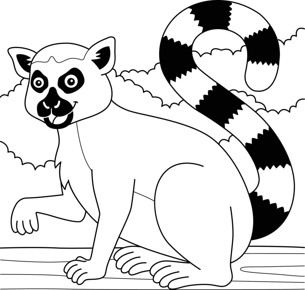 Katta Animal Coloring Page for Kids vector