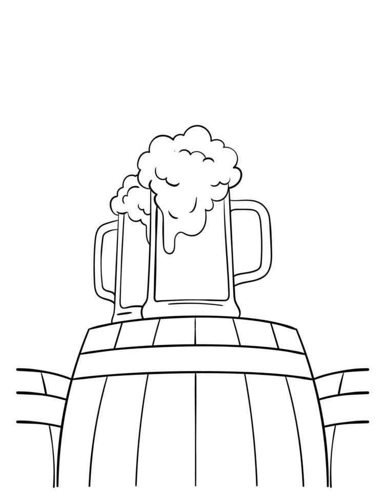 Cowboy Beer Barrel Isolated Coloring Page vector