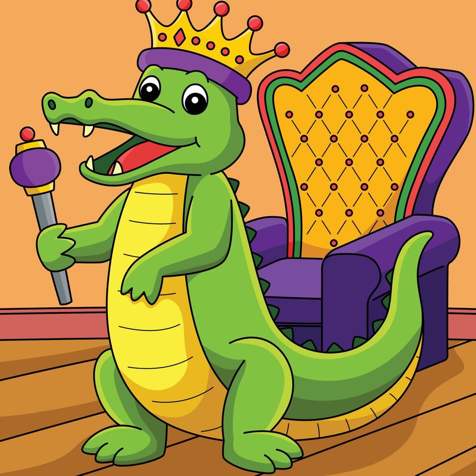 mardi gras corona Rey cocodrilo de colores dibujos animados vector