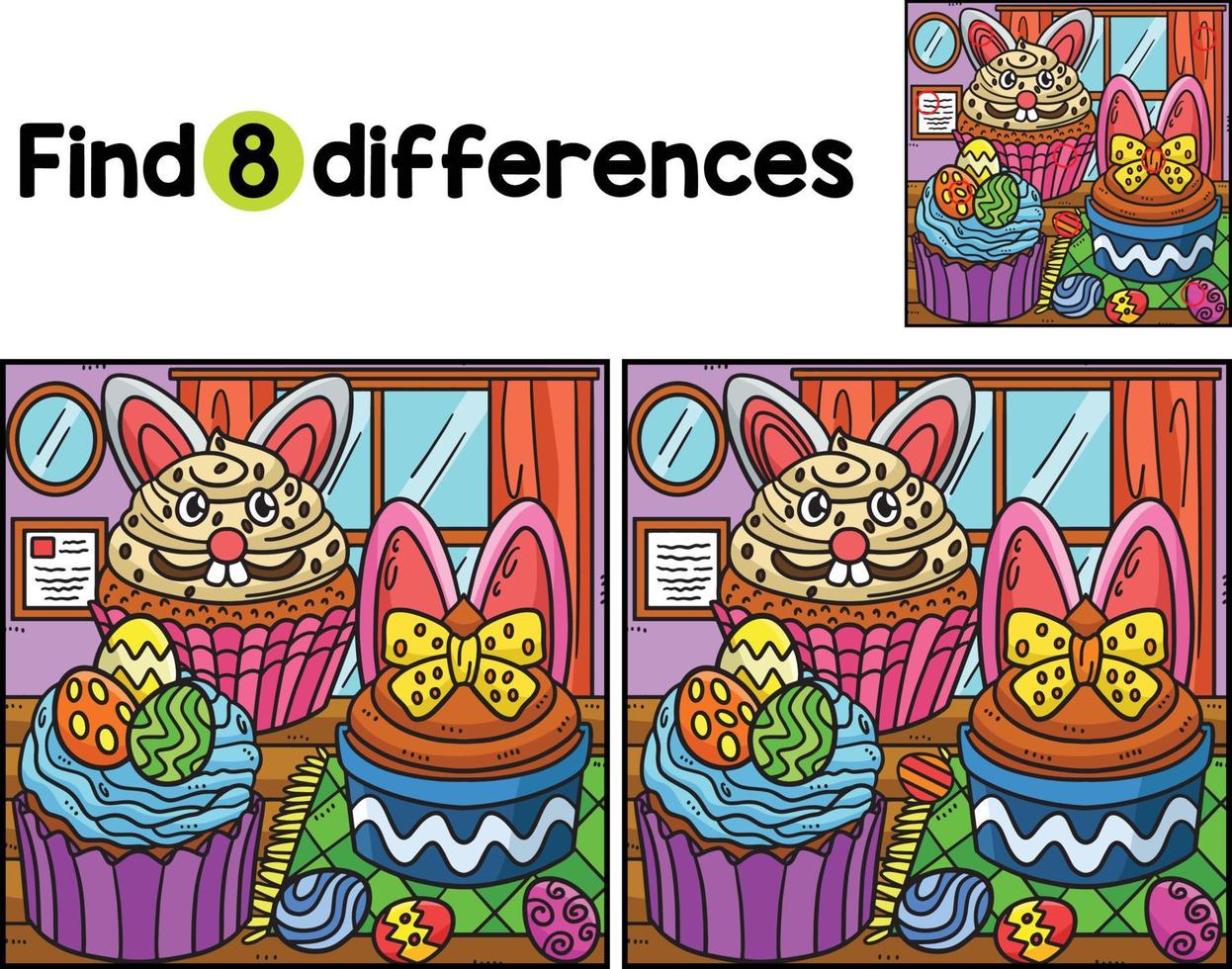 Easter Cupcakes Find The Differences vector