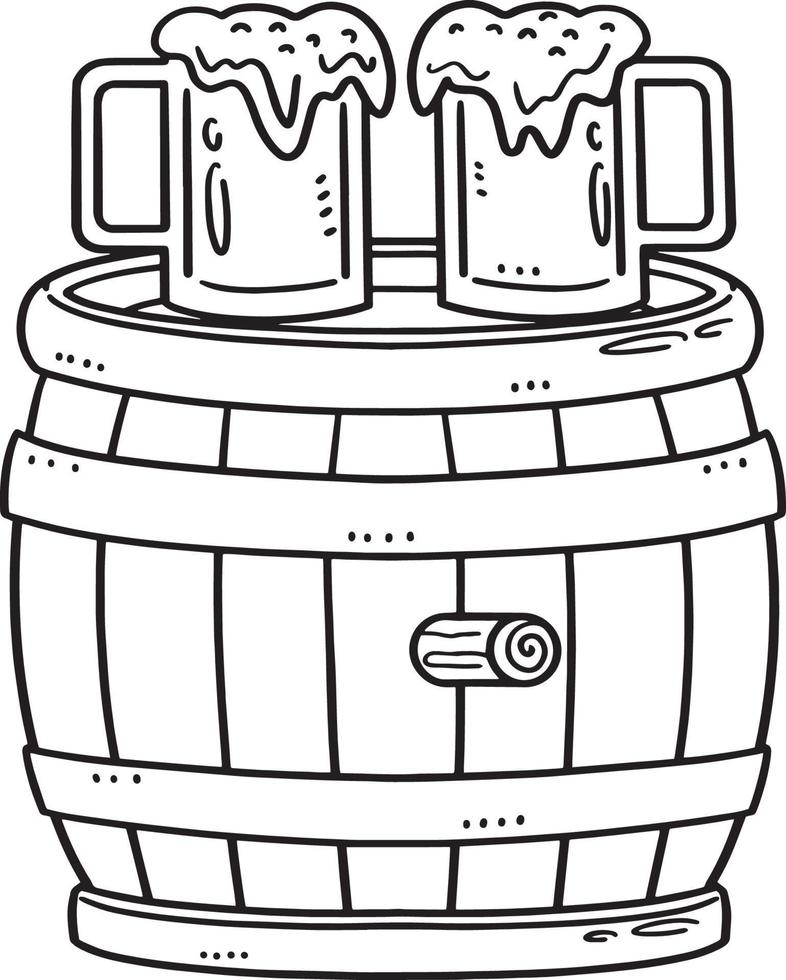 Beer Barrel Isolated Coloring Page for Kids vector