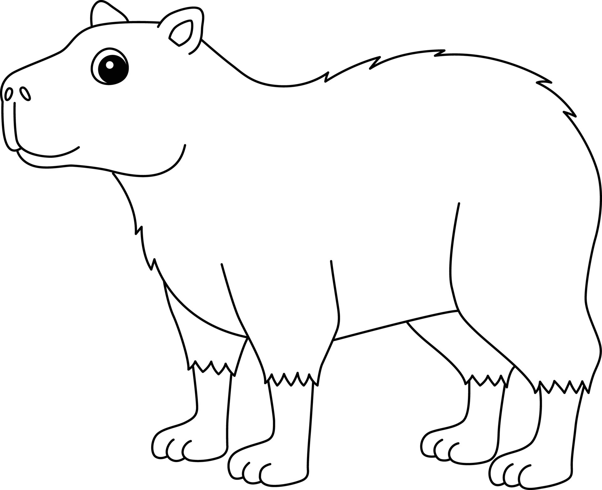 Capybara Animal Isolated Coloring Page for Kids 19979743 Vector