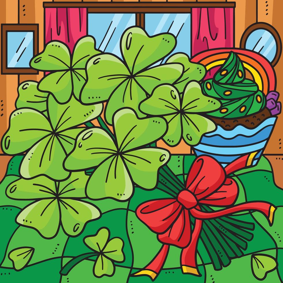 St. Patricks Bundle of Shamrocks Colored Cartoon vector