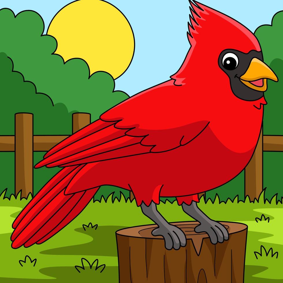 Cardinal Animal Colored Cartoon Illustration vector