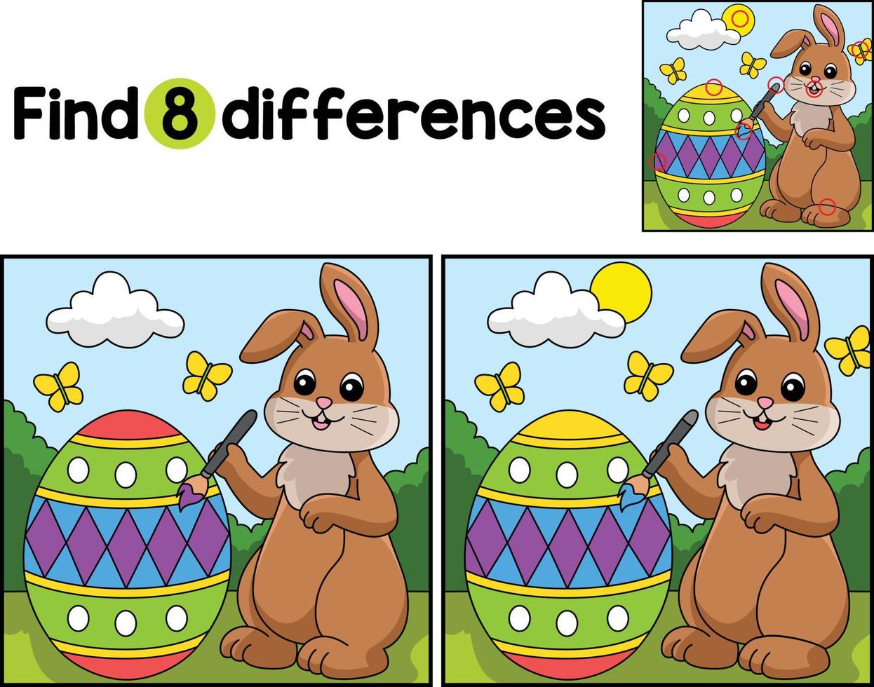 Rabbit Painting Easter Egg Find The Differences vector