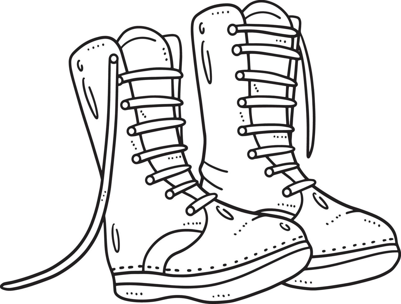 Combat Boots Isolated Coloring Page for Kids vector