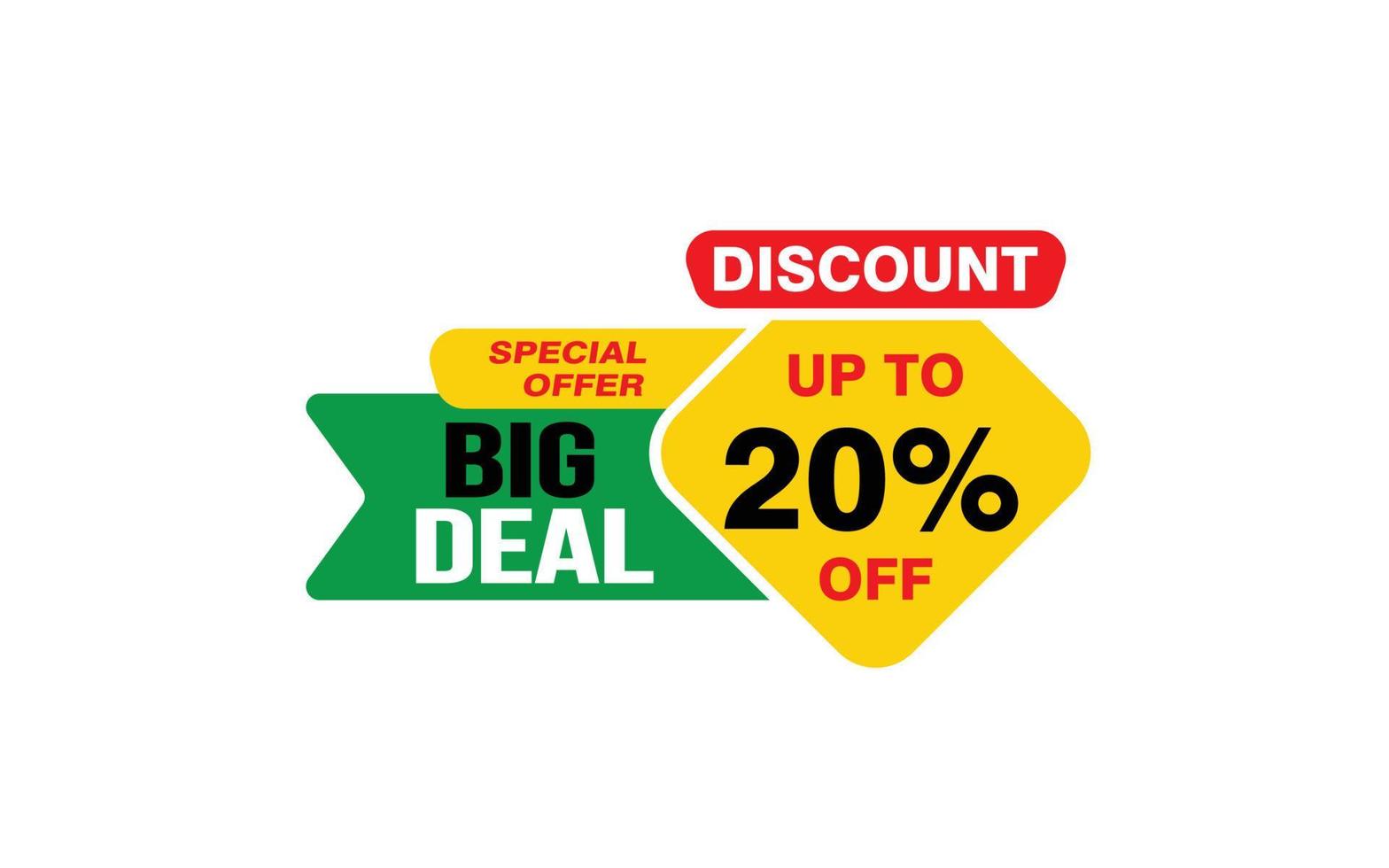 20 Percent BIG DEAL offer, clearance, promotion banner layout with sticker style. vector