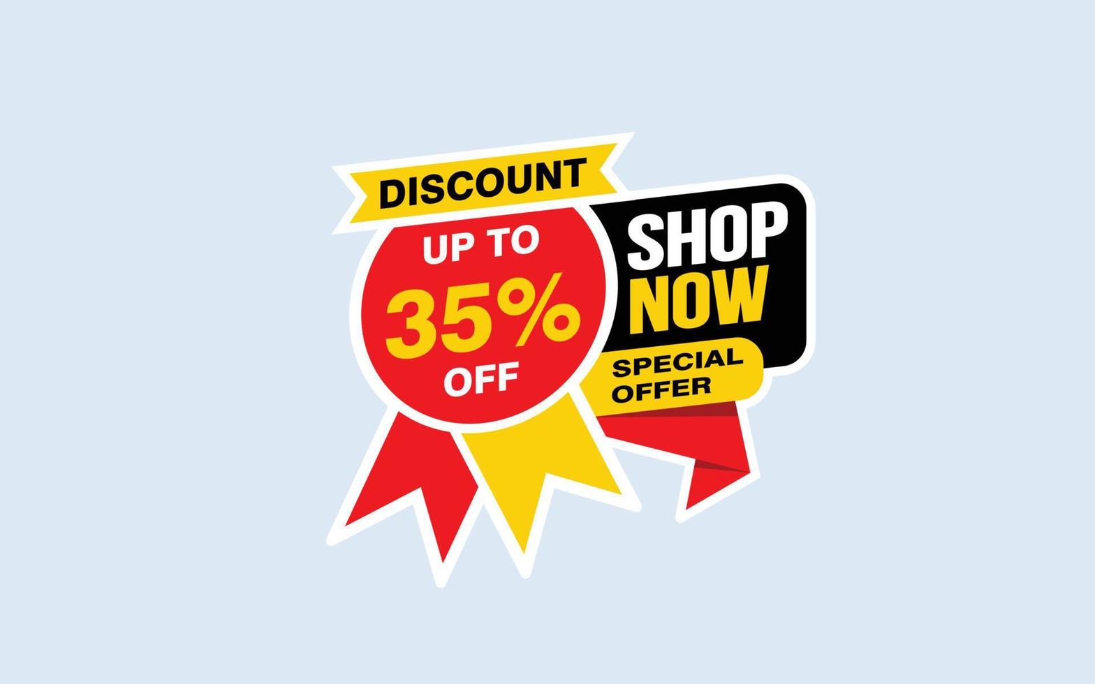 35 Percent SHOP NOW offer, clearance, promotion banner layout with sticker style. vector