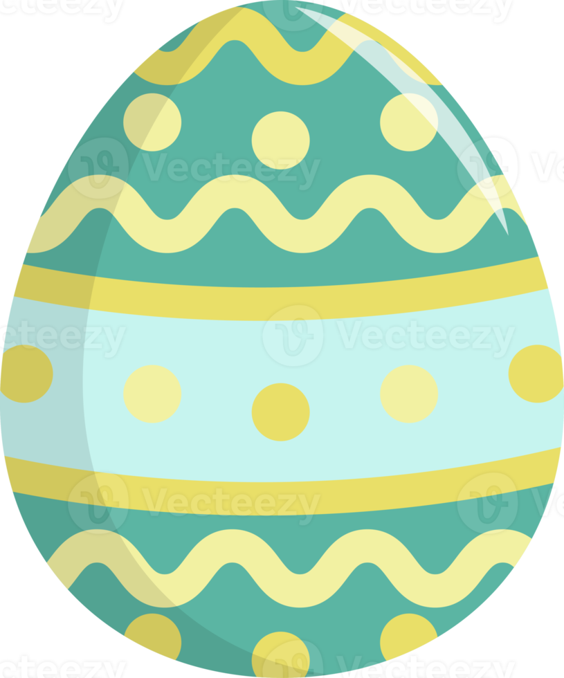 Green and Yellow Dot and Curve Line Drawing on Easter Egg PNG