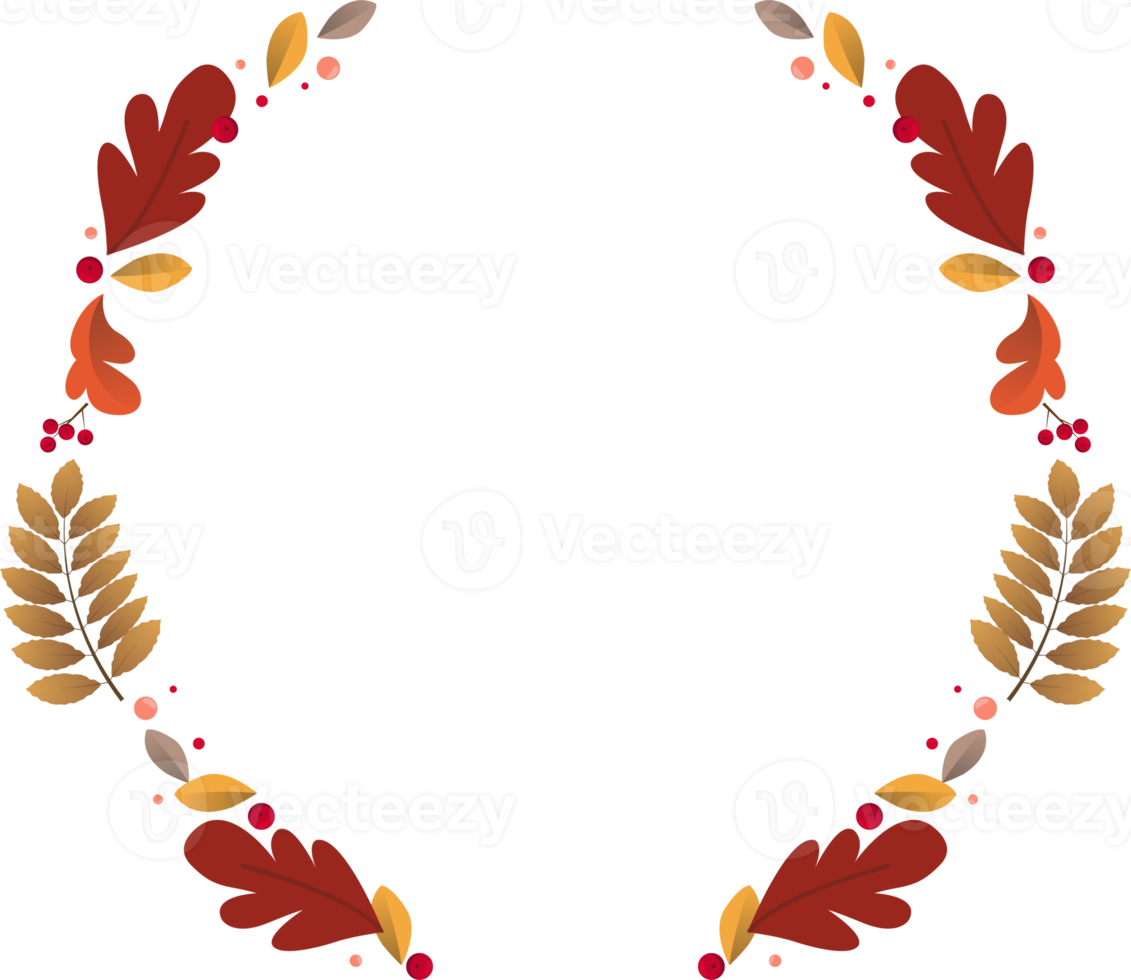 höst löv ramar. höstlig krans med färgrik löv platt ikon design png