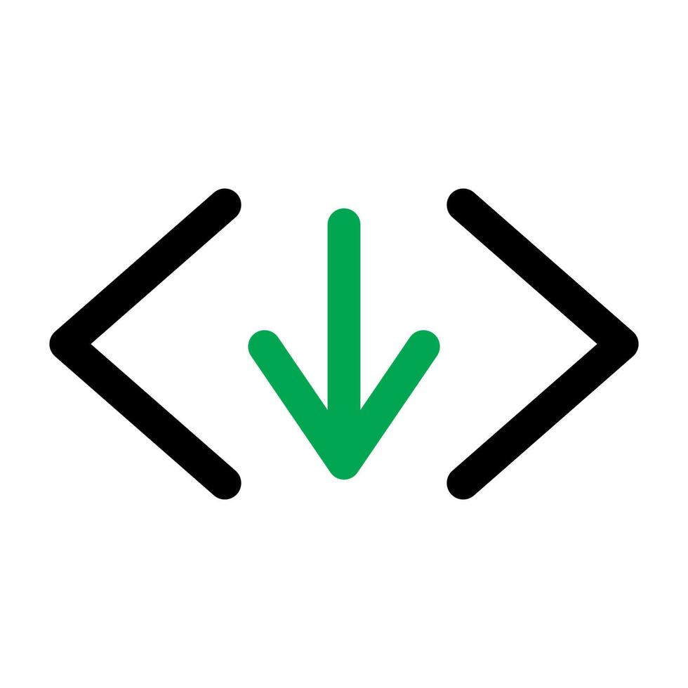 Code download icon line isolated on white background. Black flat thin icon on modern outline style. Linear symbol and editable stroke. Simple and pixel perfect stroke vector illustration.