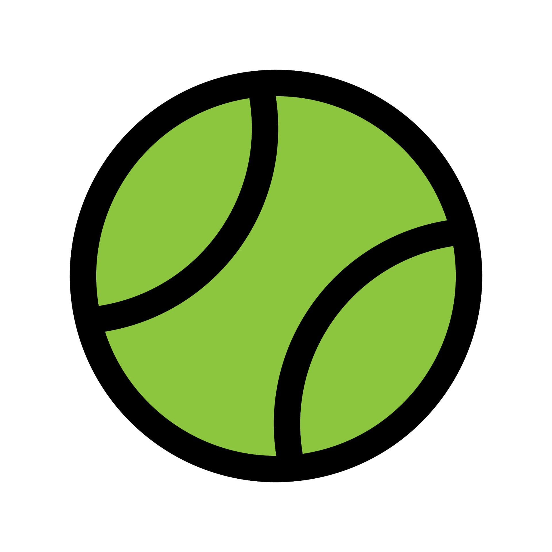 Tennis ball icon line isolated on white background. Black flat thin icon on modern outline style