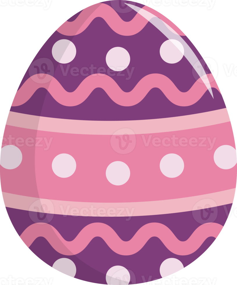 Purple and Pink Dot and Curve Line Drawing on Easter Egg PNG