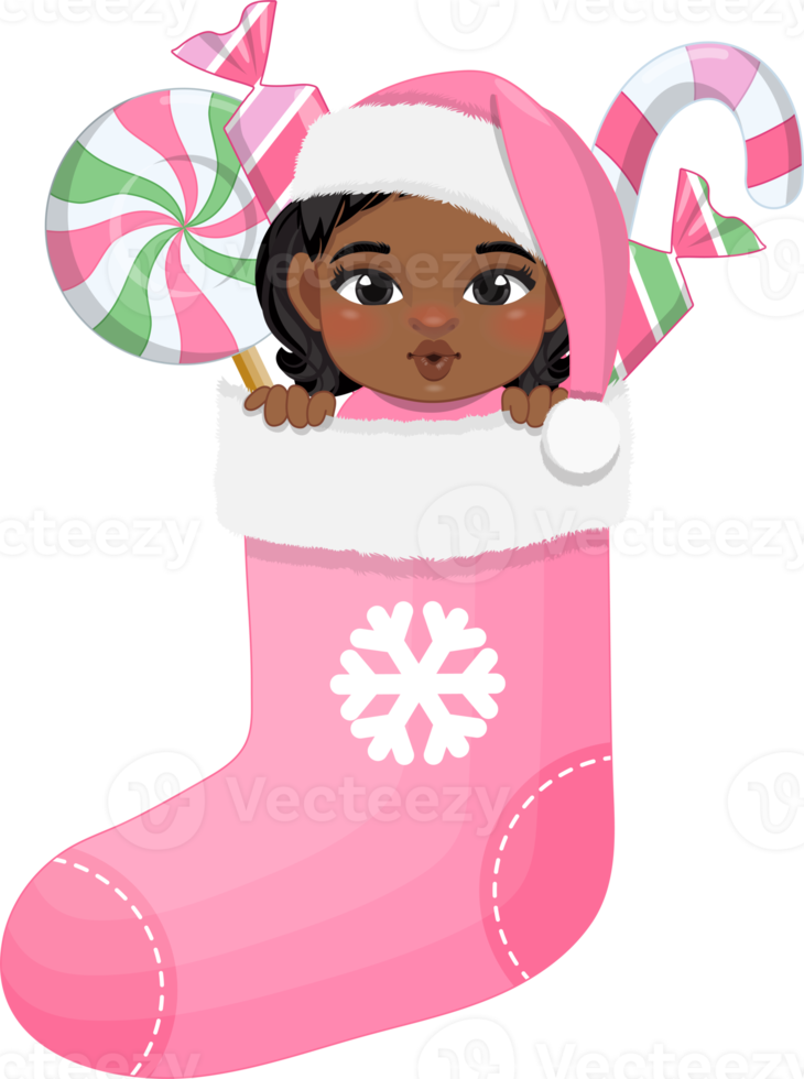 baby's 1e Kerstmis kous met schattig baby meisje in pastel kleur ontwerp png