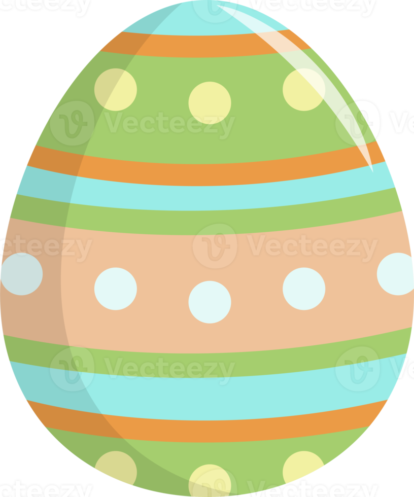 Green and Colorful Dot and Line Drawing on Easter Egg PNG