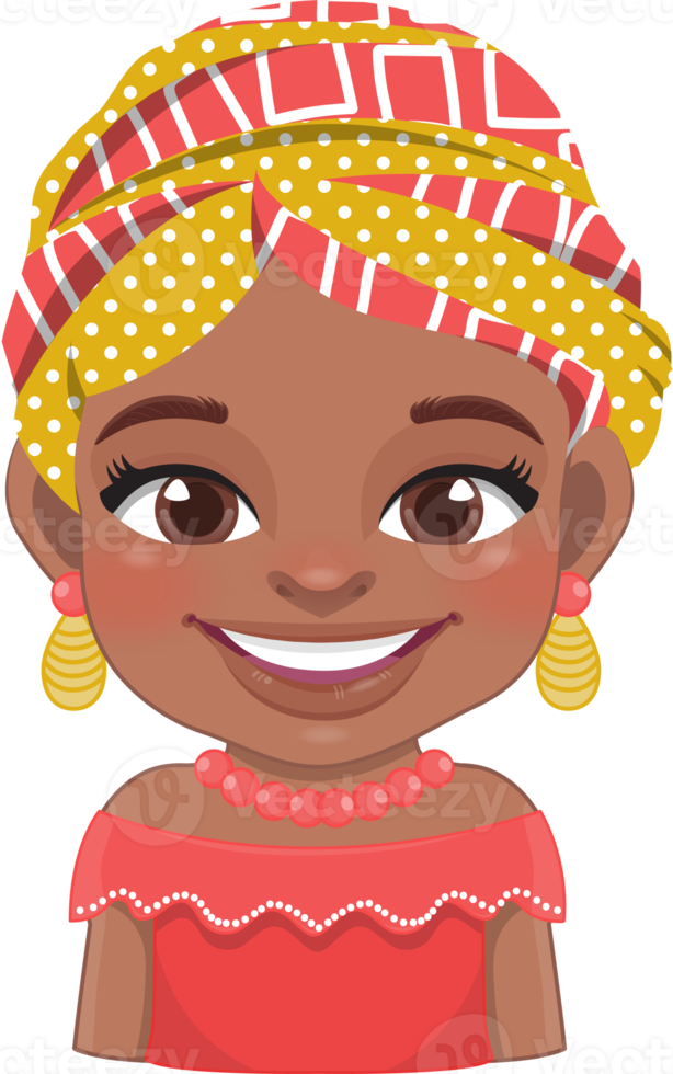 fofa africano menina desenho animado personagem png