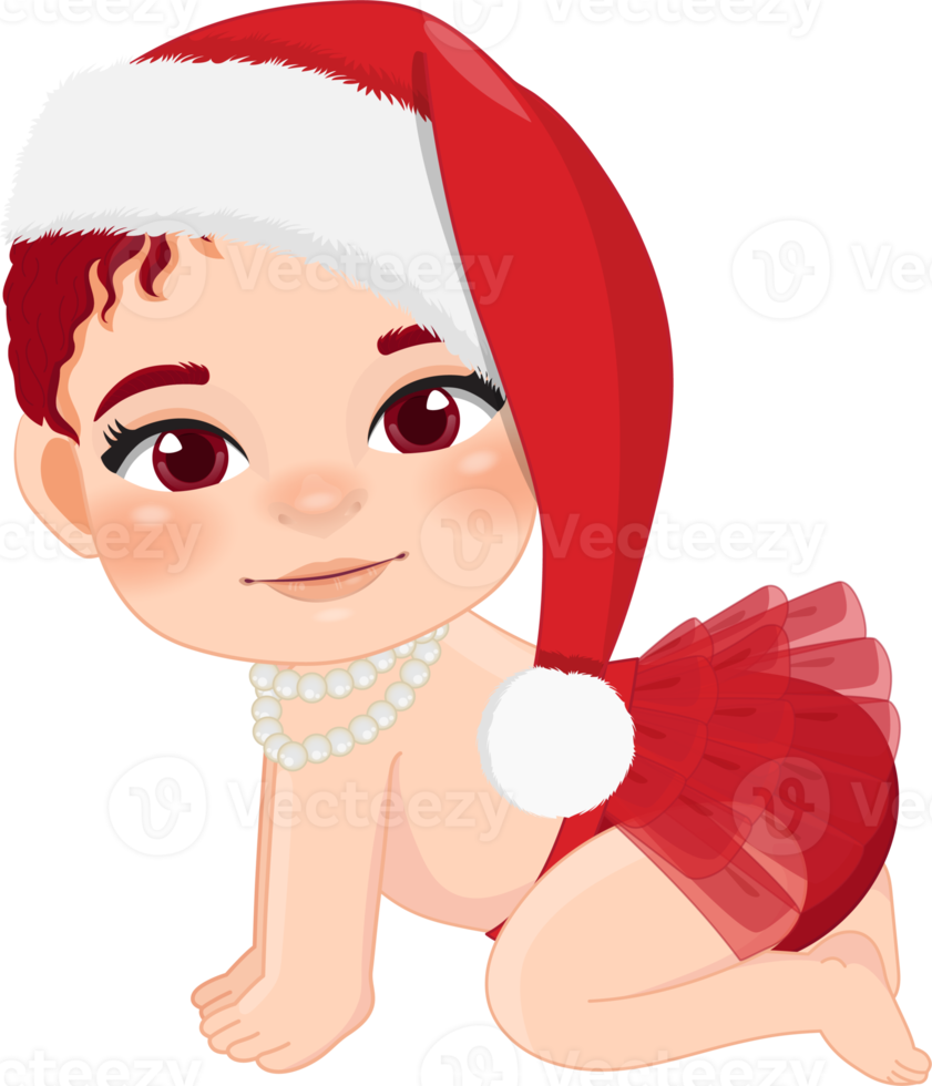 bebê claus com fofa bebê menina desenho animado personagem png