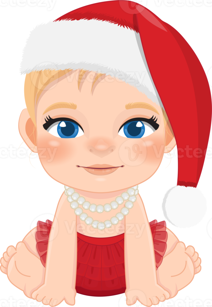 bebê claus com fofa bebê menina desenho animado personagem png