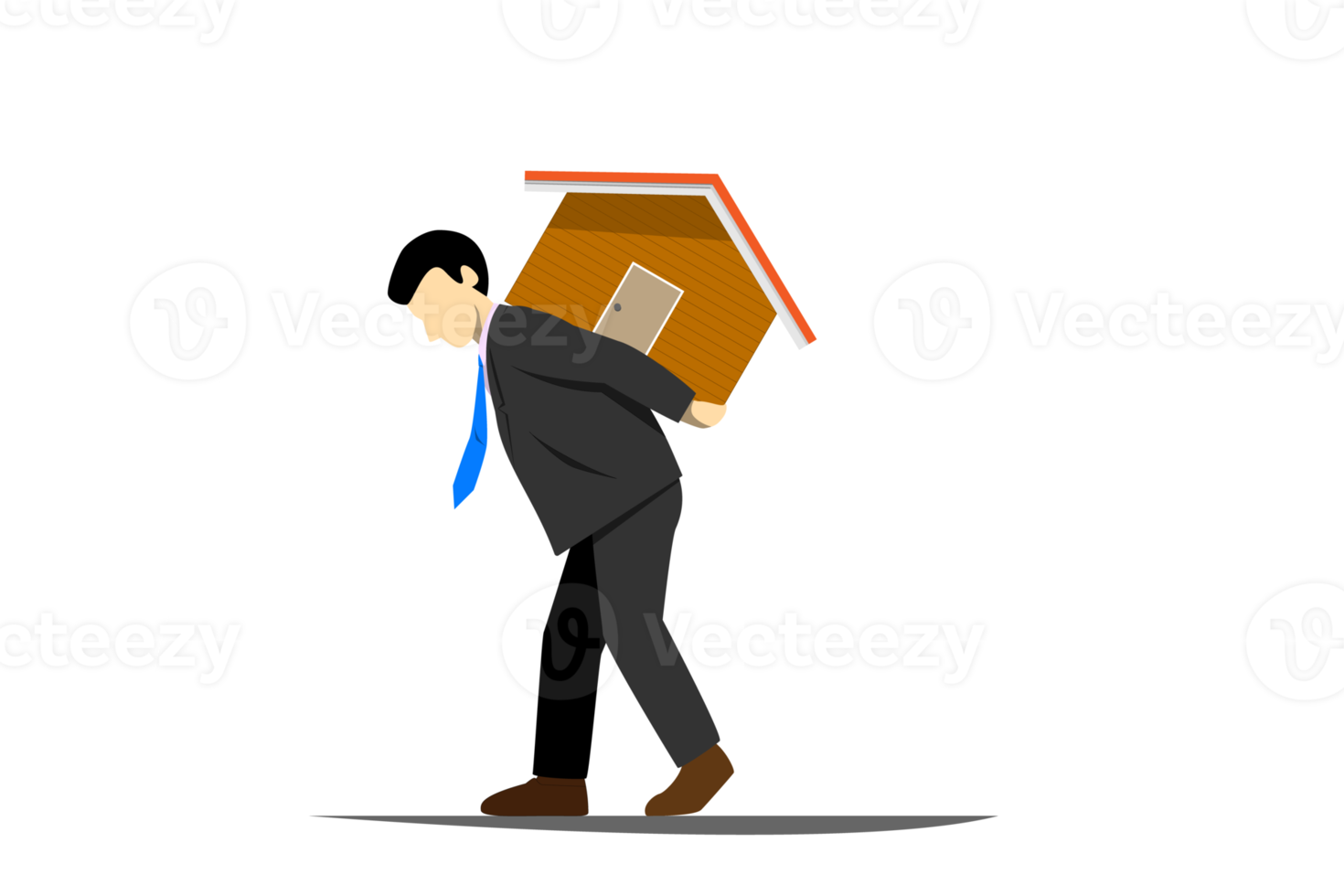 Man carrying house while walk harder responsibility, illustration, man support a house responsibility concept. png