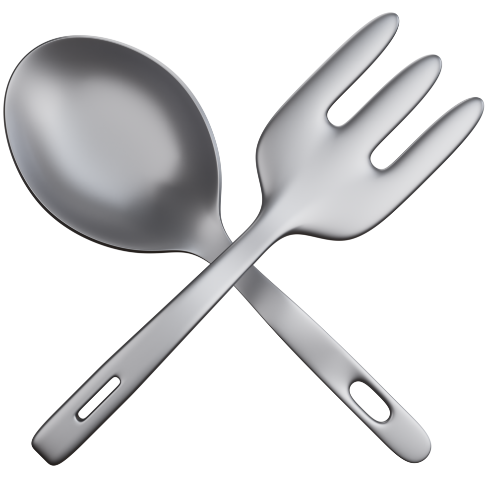 3D Rendering fork and spoon isolated png