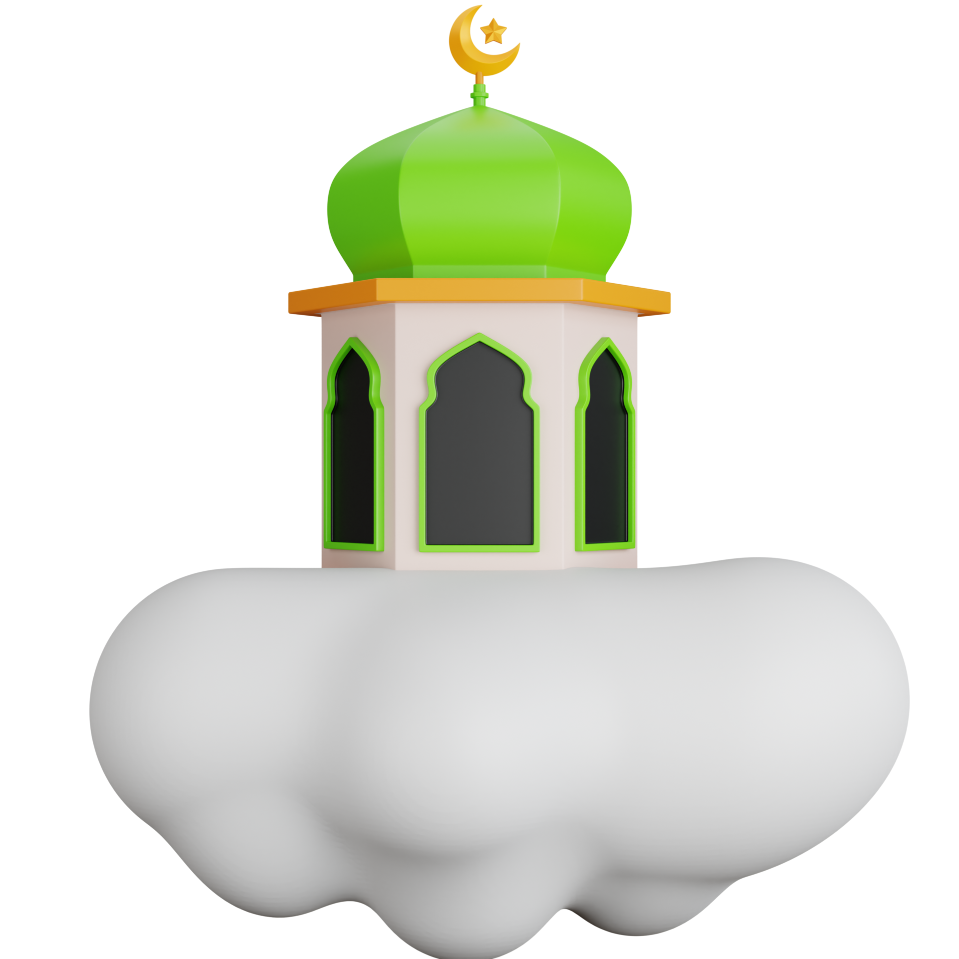 3D Rendering beautiful mosque above the clouds isolated 19980817 PNG