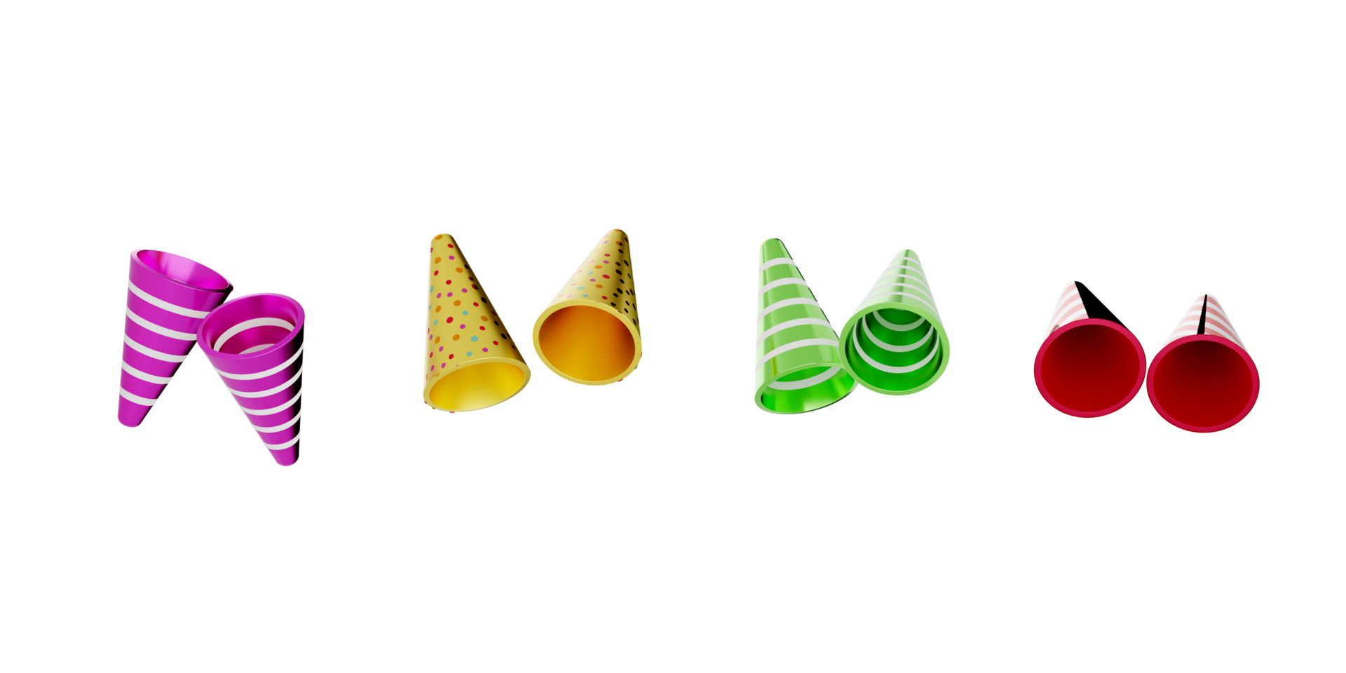 Confetti popper collection with different color 19980937 PNG