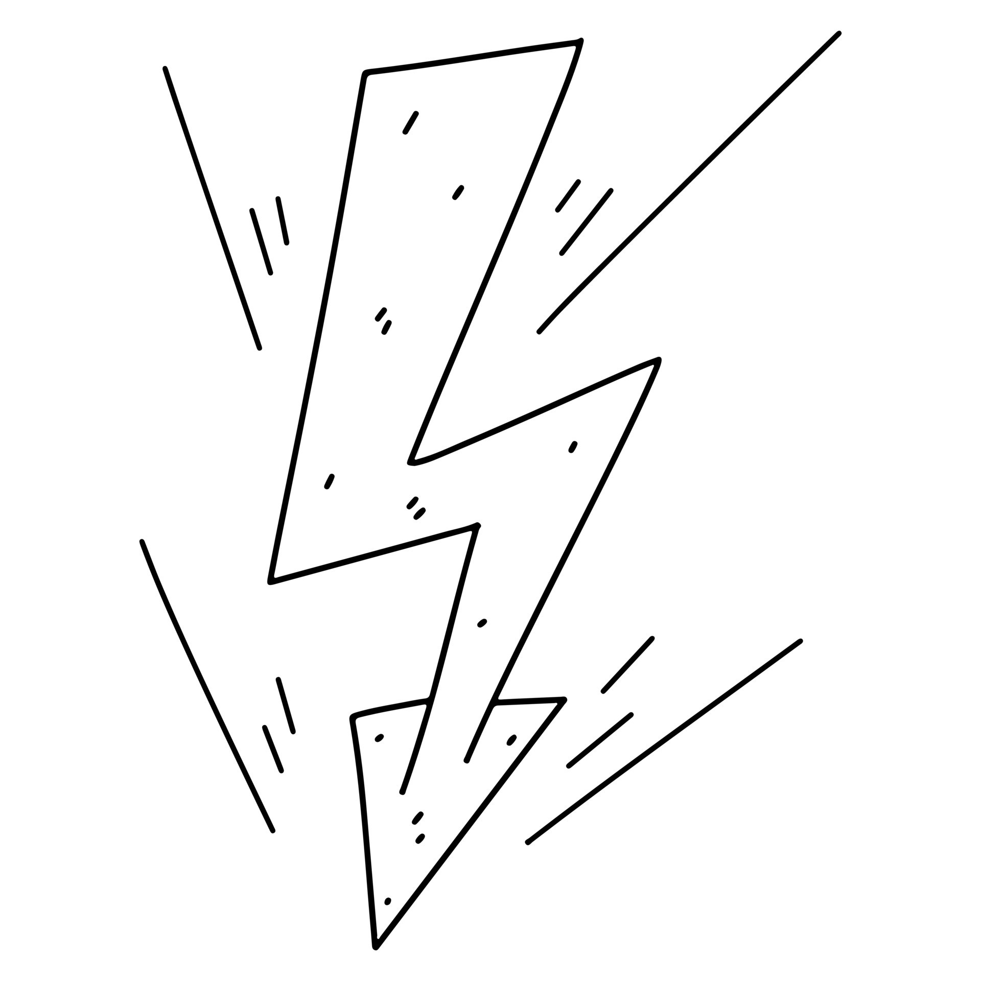 High voltage symbol. Lightning sign in hand drawn doodle style. Vector