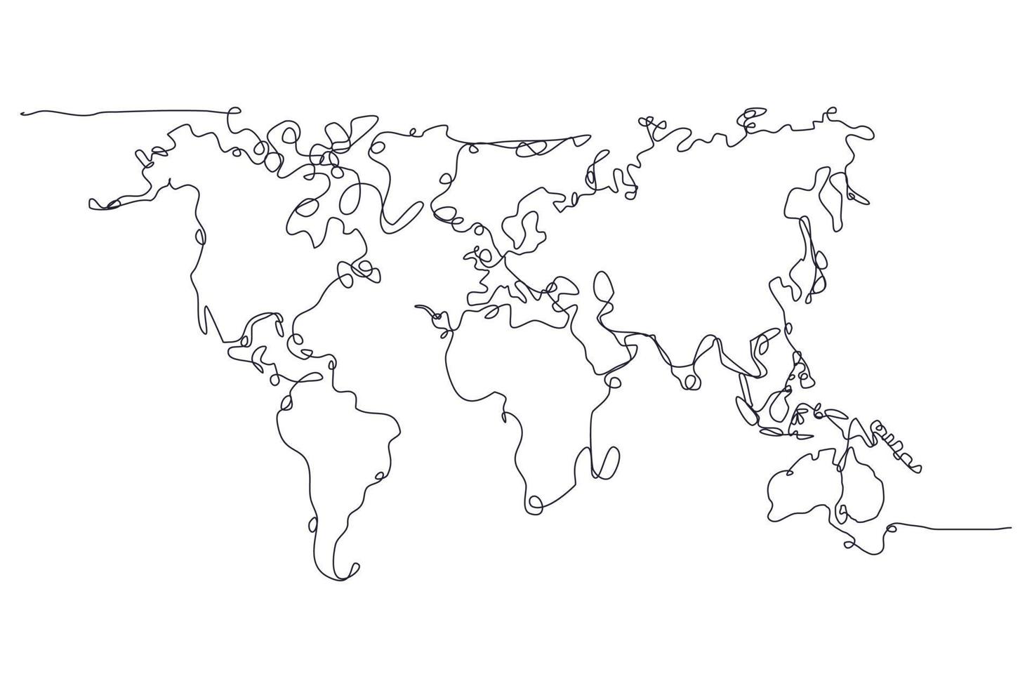 One Line Stroke Art of World Map 19981094 Vector Art at Vecteezy
