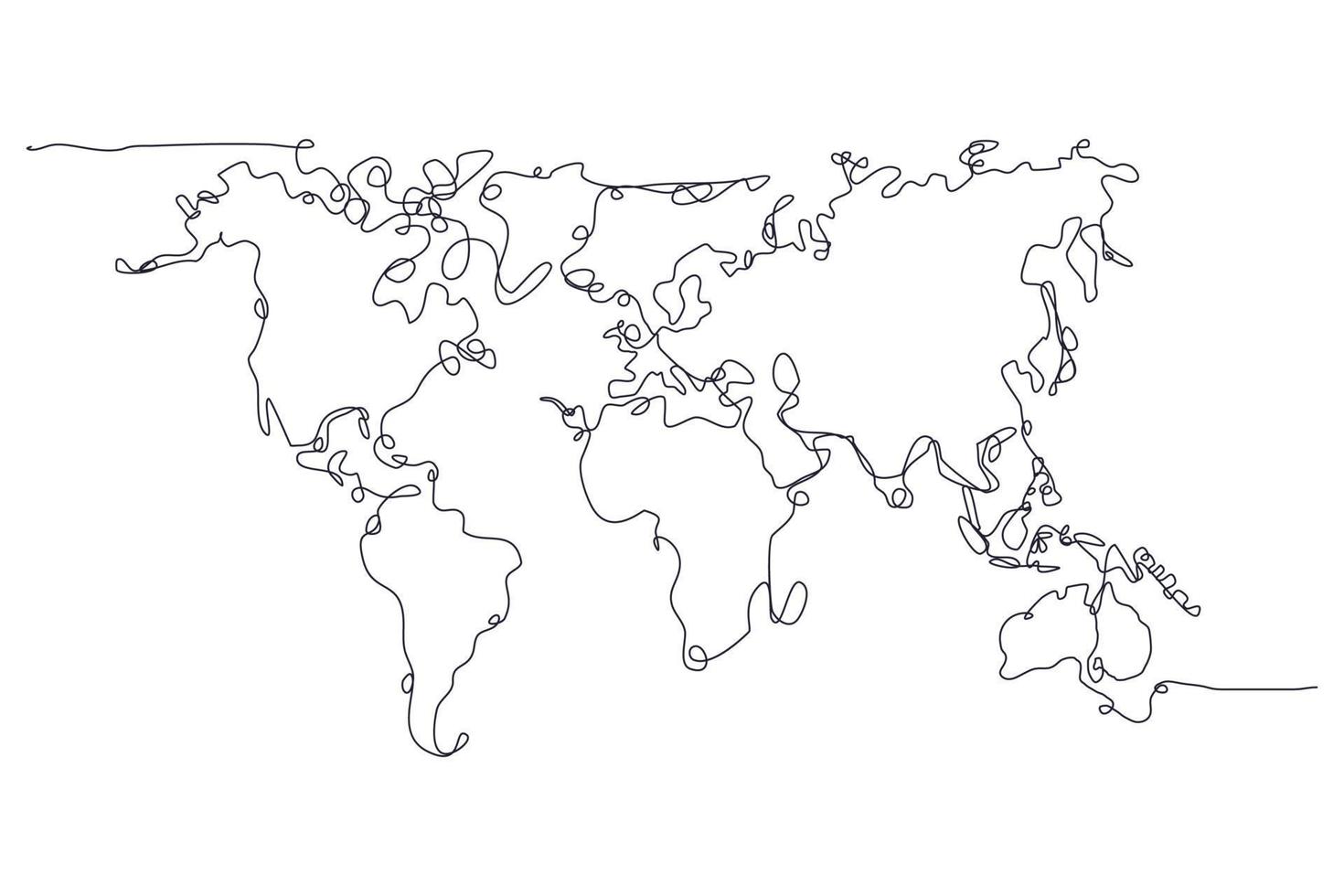 One Line Stroke Art of World Map vector