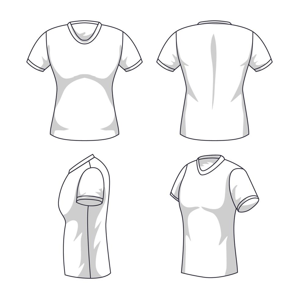 contorno hembra camiseta blanco Bosquejo vector