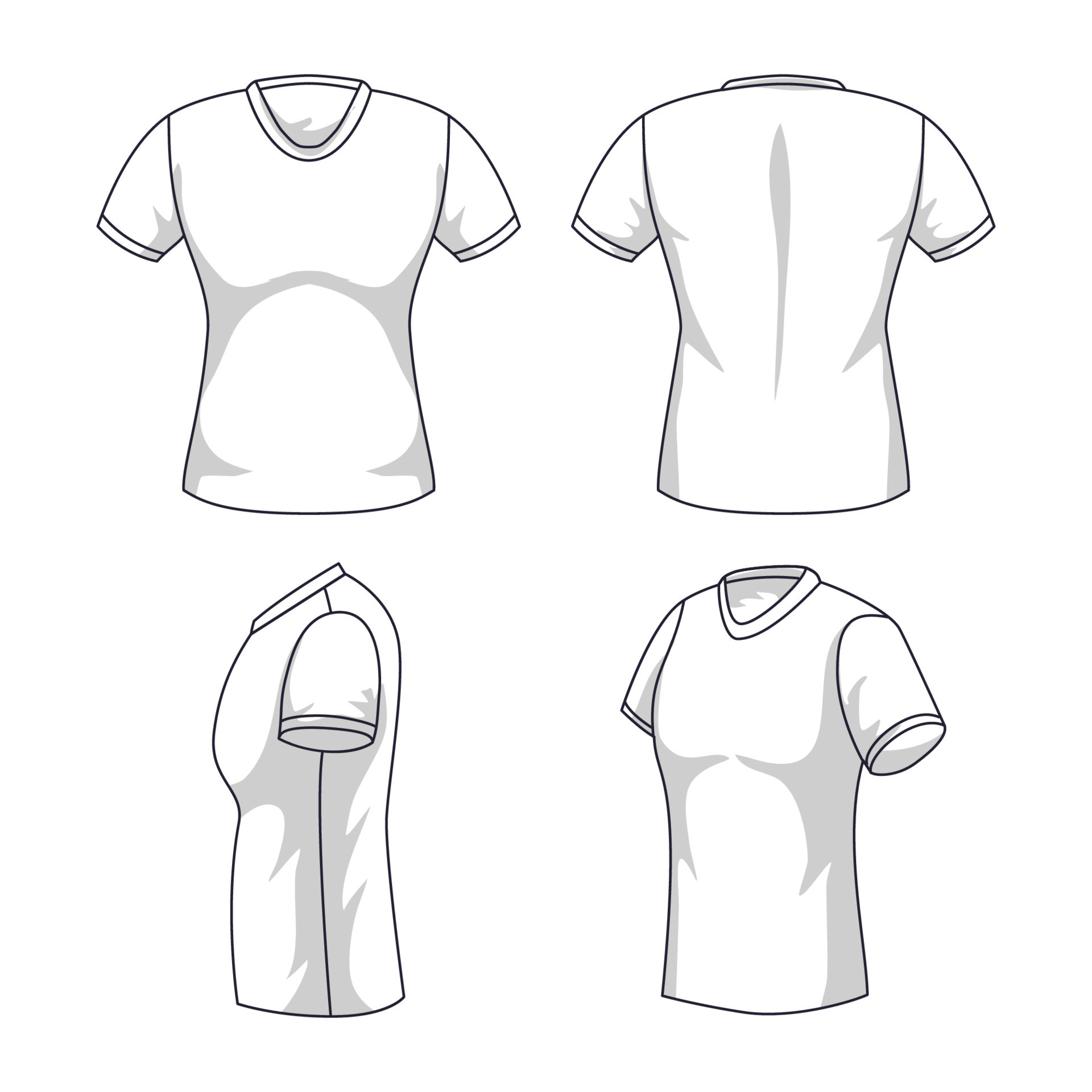 Outline Female T-Shirt White Mockup 19981095 Vector Art at Vecteezy