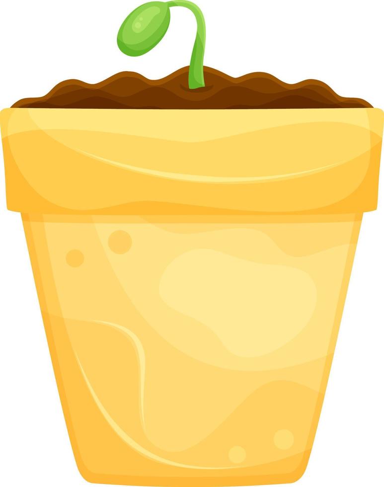 bright vector illustration of a pot with seedlings, a sprout, indoor plants and a vegetable garden