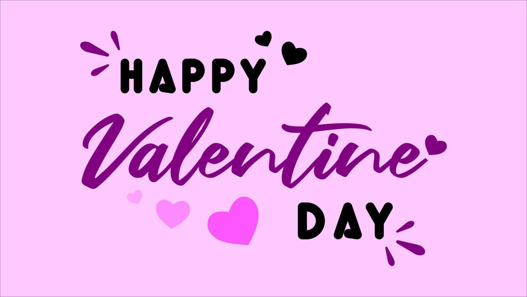 Happy Valentines Day typography poster with handwritten calligraphic text, isolated on pink background. Vector illustration - Vector