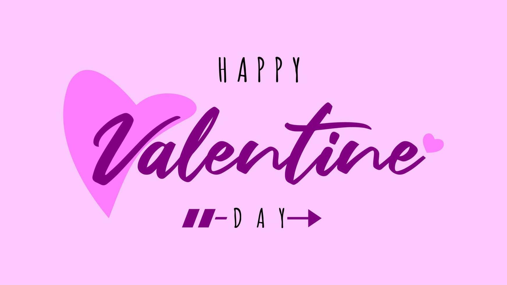 Happy Valentines Day typography poster with hand written calligraphic text, and pretty love shape. isolated on pink background. romantic, full of love. Vector illustration - Vector