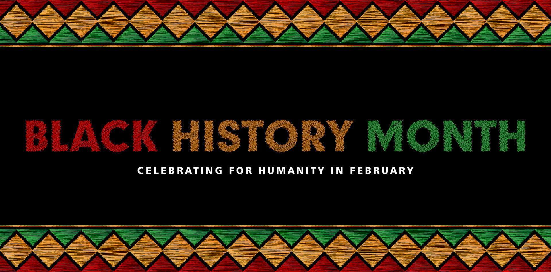Black History Month banner or poster with isolated black background, illustration of celebrating of humanity symbol, applicable for advertising, society group, web banner, social media sign, Instagram vector