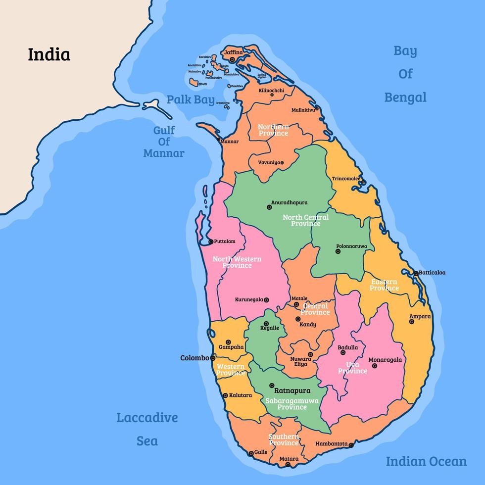 srilanka mapa territorio vector