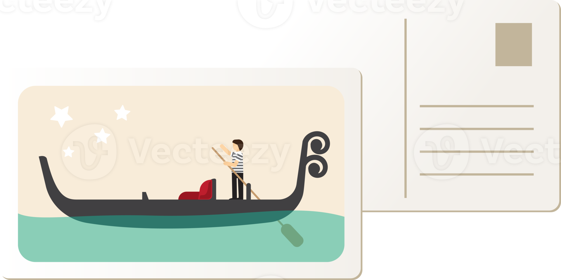 travel flat lay postcard object element. png