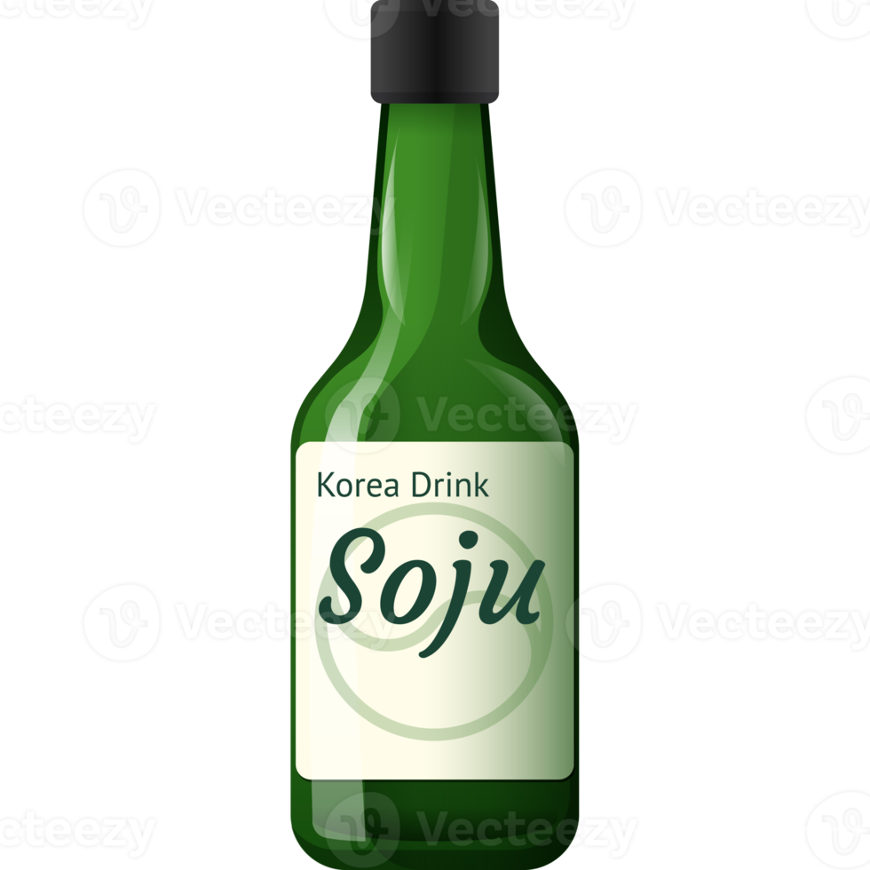 korean soju drink flat lay png