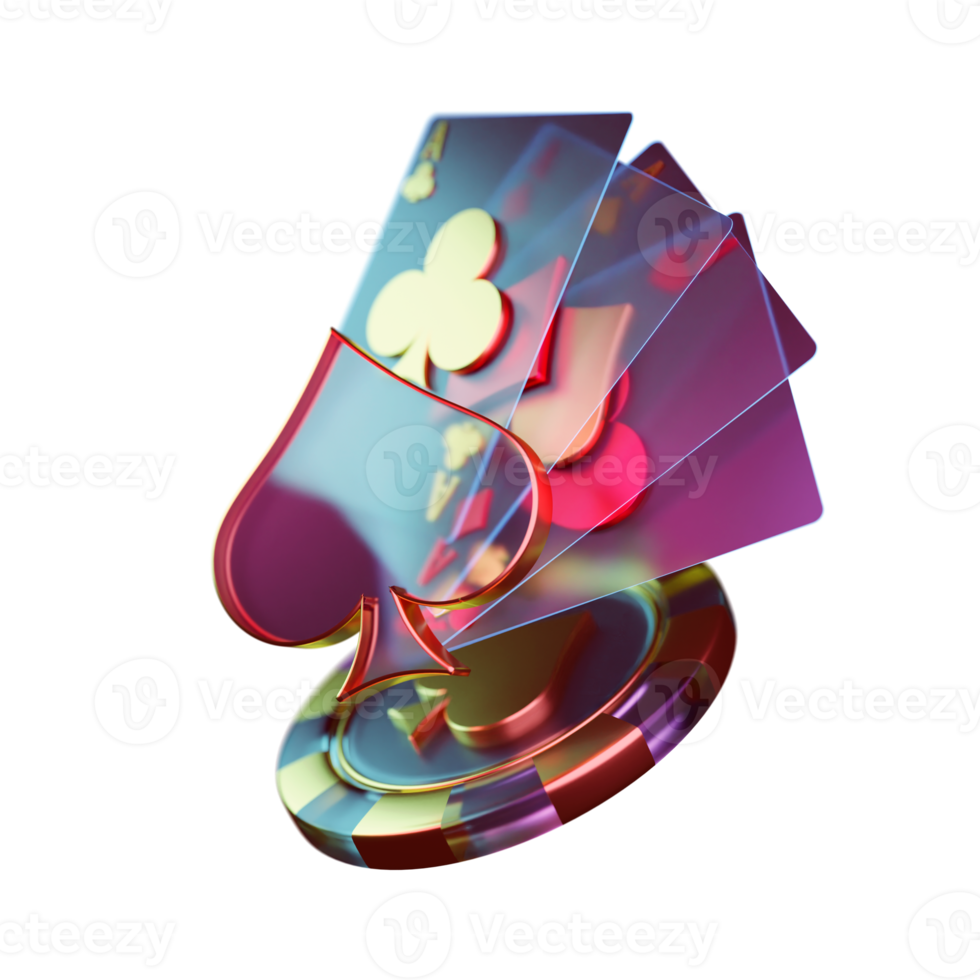 Modern Style Poker Card with Chip Element png