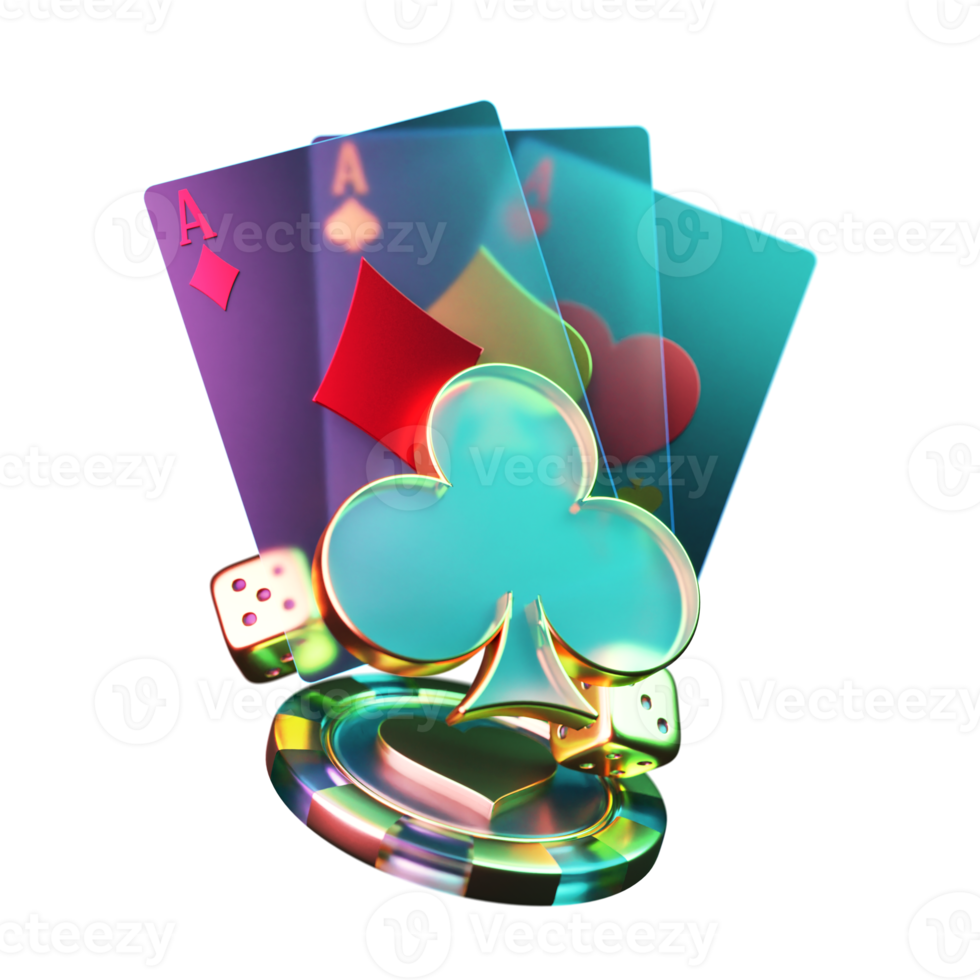 Modern Style Poker Card with Chip Element png