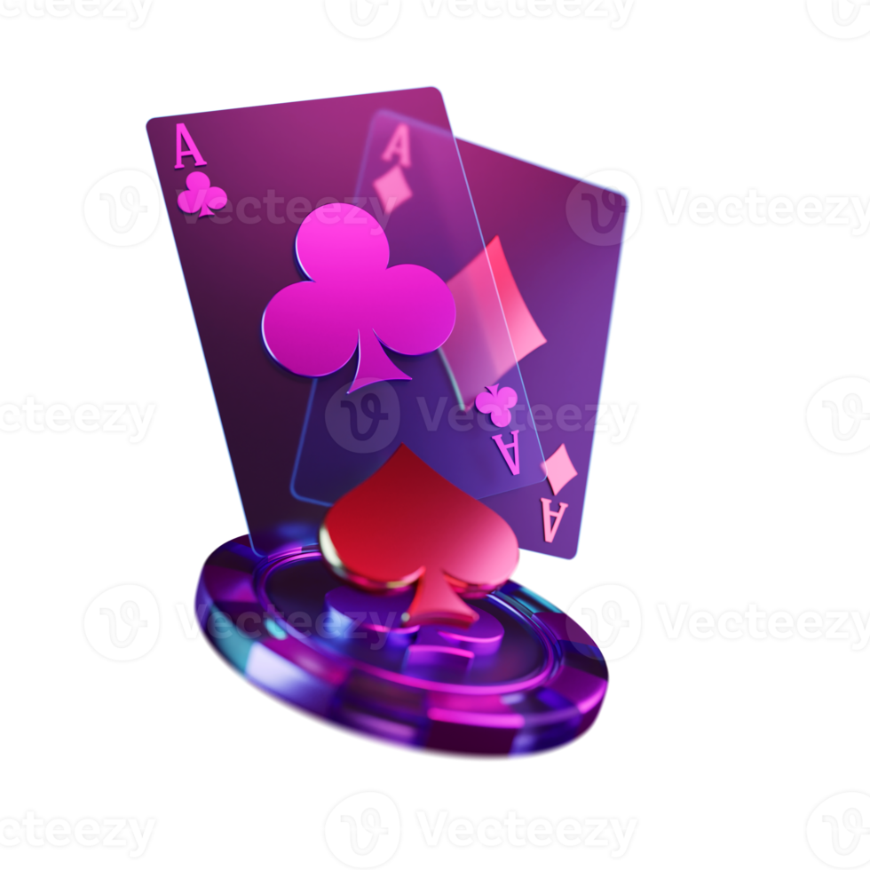 Modern Style Poker Card with Chip Element png