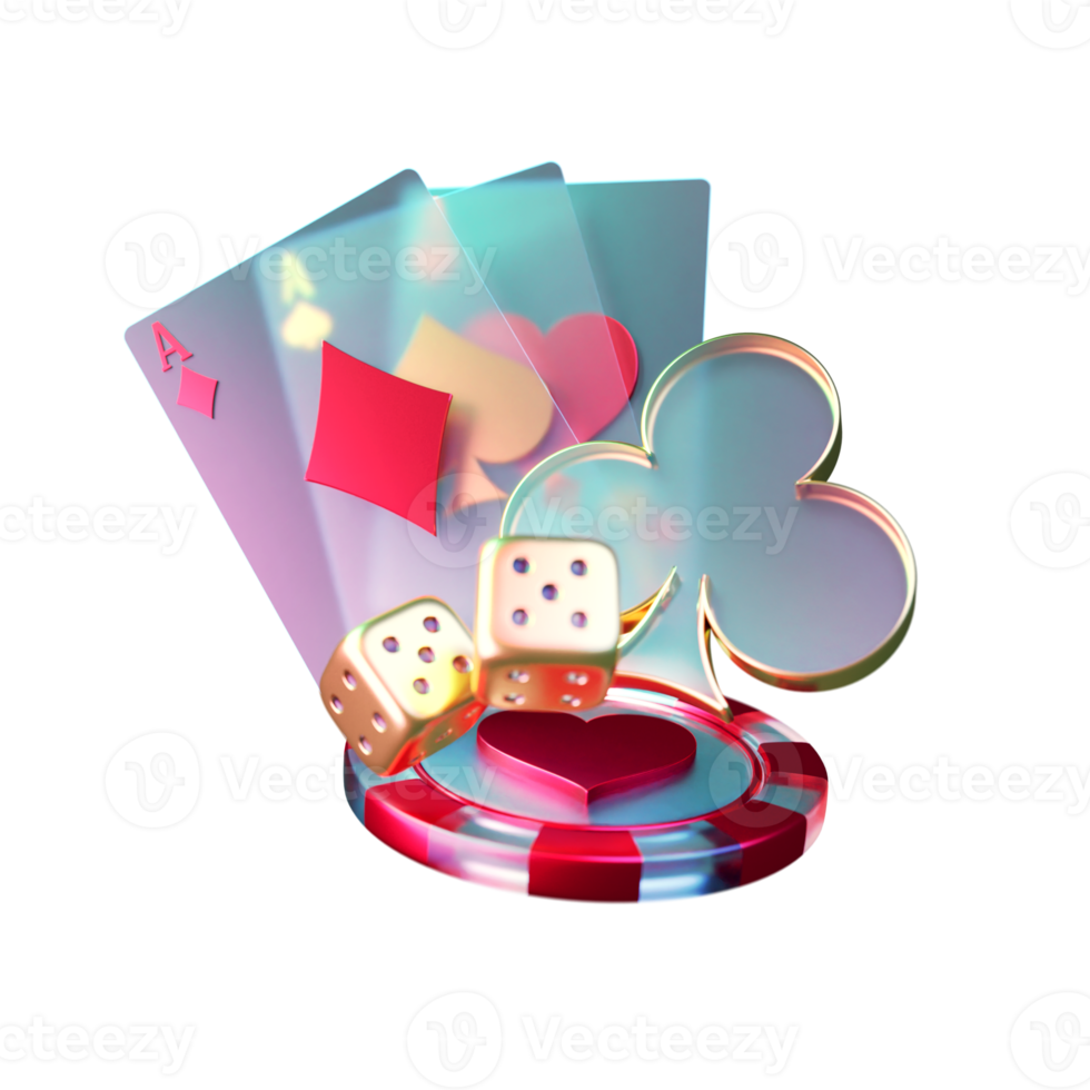 Modern Style Poker Card with Chip Element png