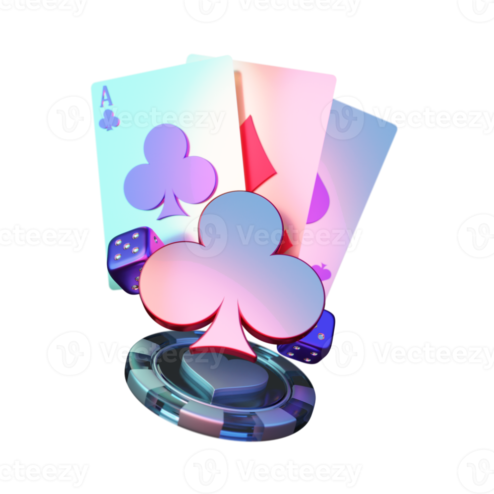 Modern Style Poker Card with Chip Element png